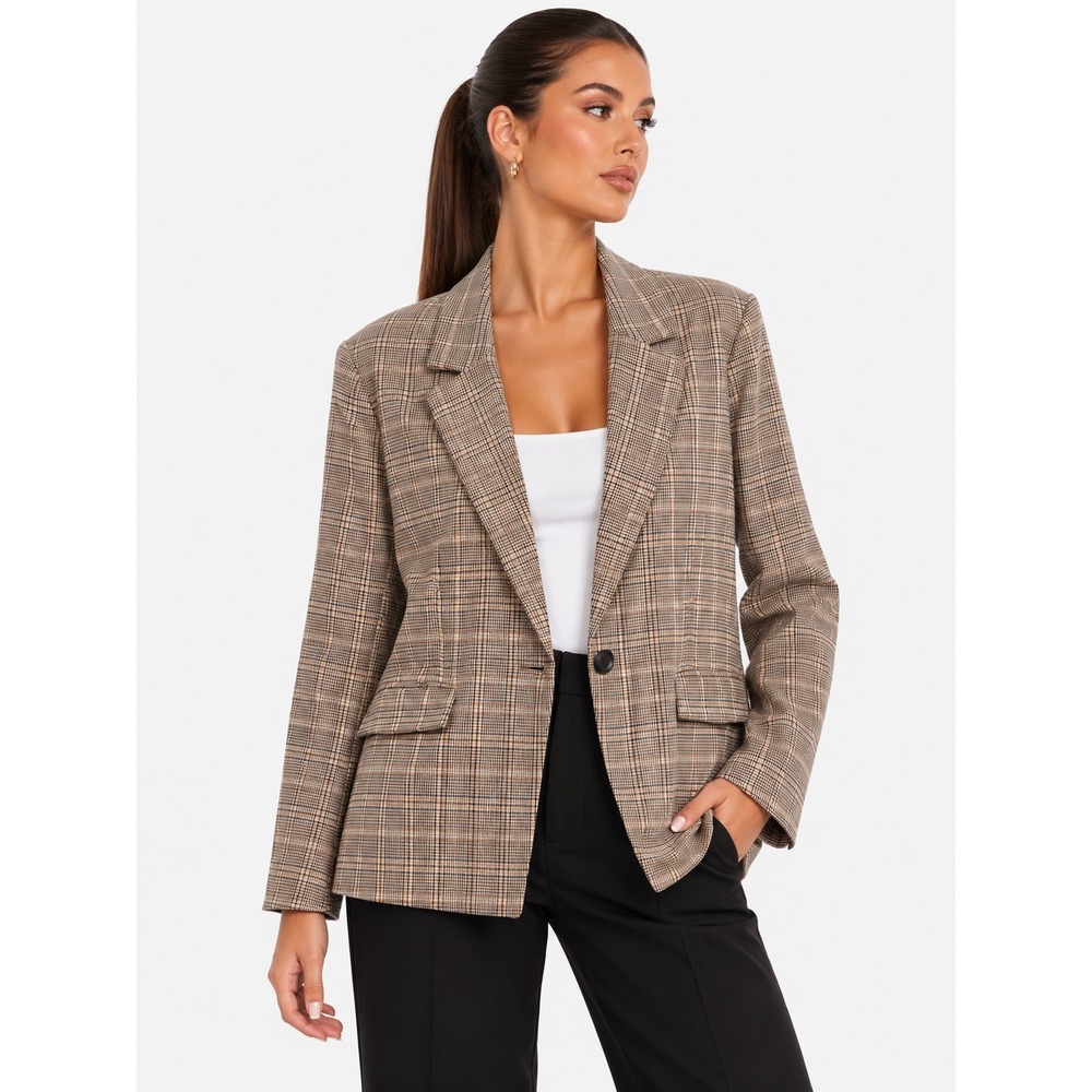 Maurices Brown Plaid Single Button Professional Blazer Jacket 2X NWT